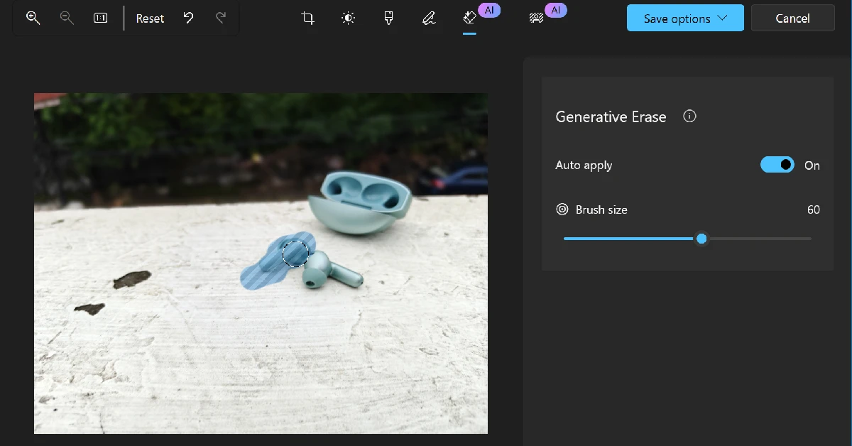 Step 4: Use the slider on the right panel to adjust the brush side. How to remove unwanted objects from images on Windows 11