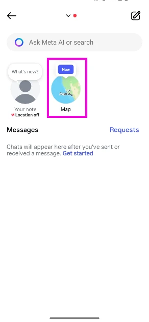 Step 2: Tap on Map. How to share your location on Instagram Notes
