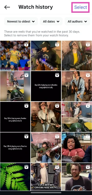 Step 5: Hit Select in the top right corner of the screen.