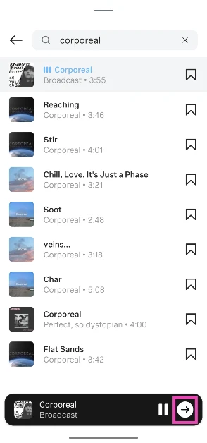 Step 5: Hit the arrow icon. How to share song lyrics from Spotify