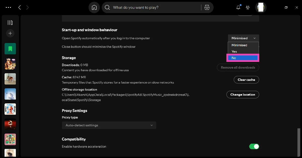 Step 3: Find the startup section and select the Disable/No option.