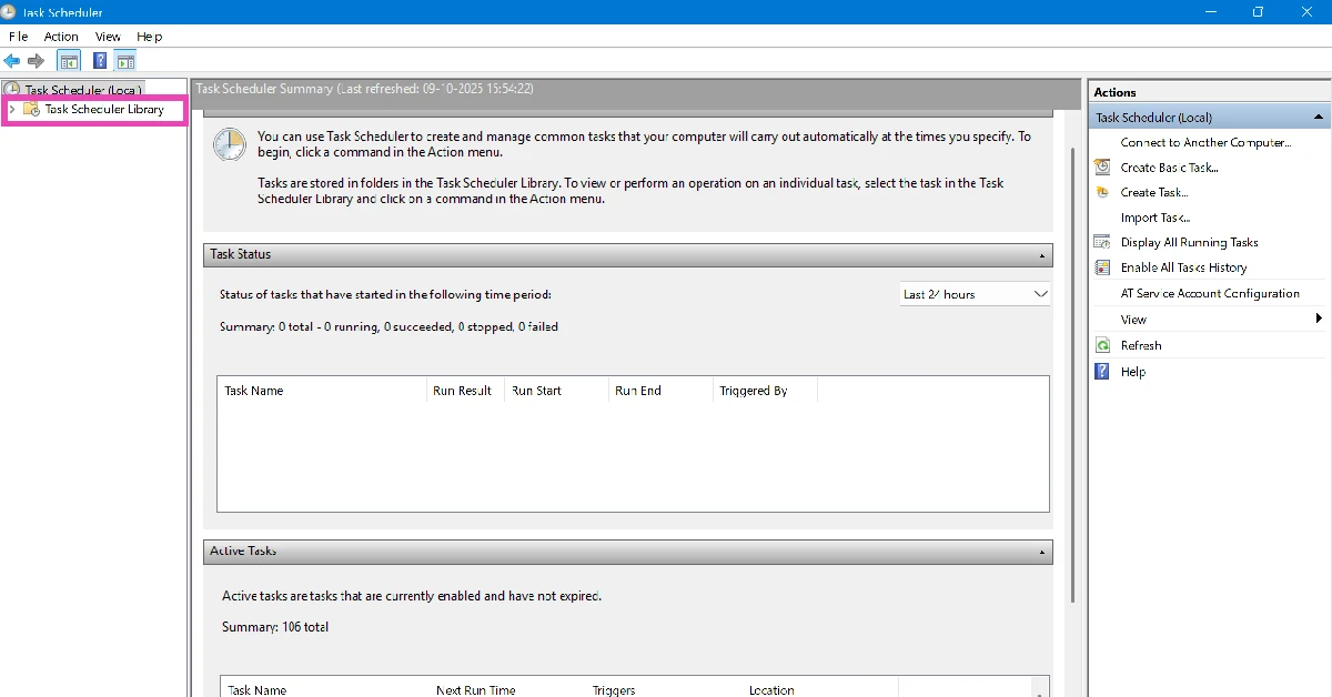 Step 2: Go to the Task Scheduler Library.