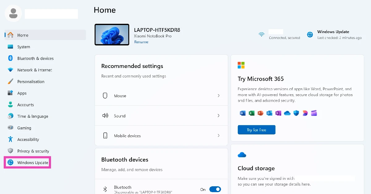Step 1: Go to Settings and select Windows Update from the sidebar.