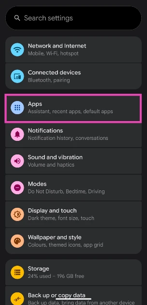 Step 2: Tap on Apps.