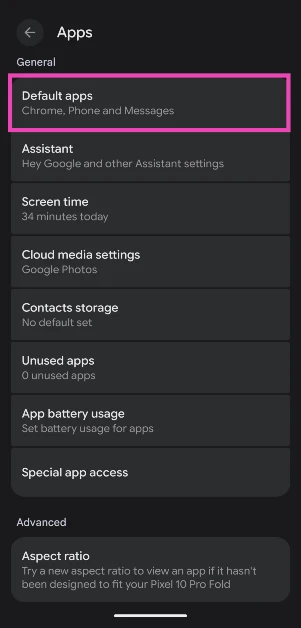 Step 3: Go to Default apps.