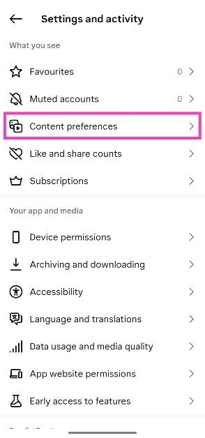 Step 3: Tap on Content preferences.
