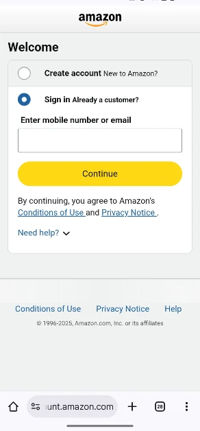 Step 7: Sign in to your Amazon account.