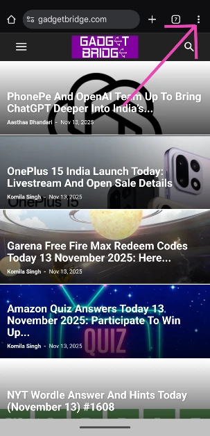 Step 1: Launch Google Chrome and hit the ellipses in the top right corner of the screen.