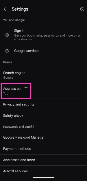 Step 3: Tap on Address bar.