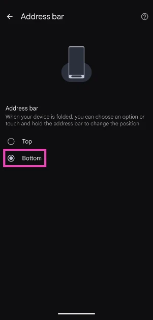 Step 4: Choose the bottom position.