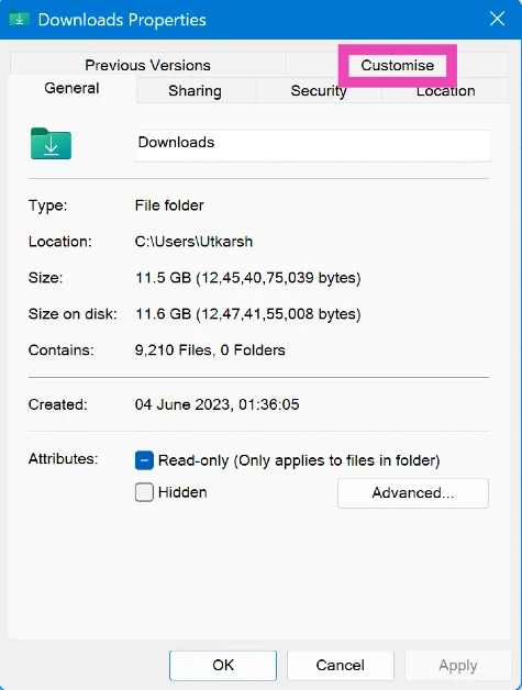Step 3: Switch to the Customise tab.
