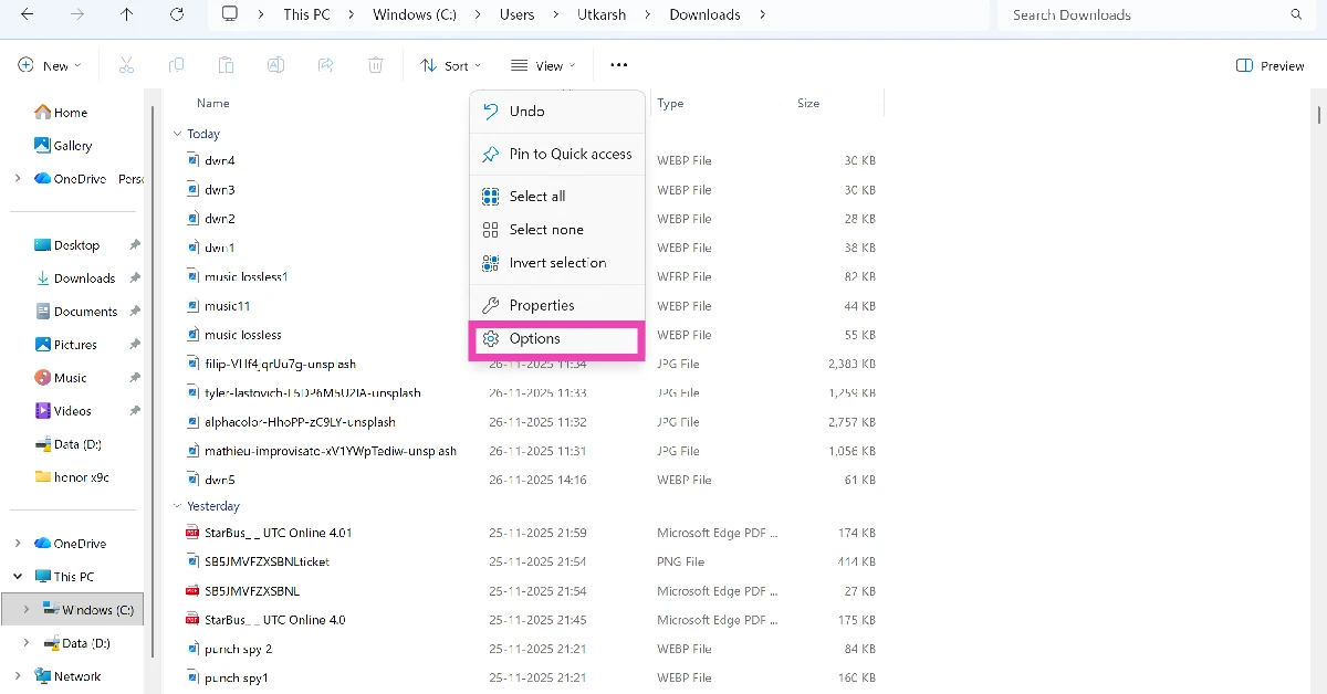 Step 2: Select Options.