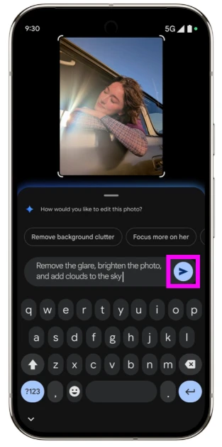 Step 5: Enter a text prompt or tap the mic icon to issue voice commands to the Magic Editor. You can now edit pictures using voice prompts in Google Photos: Here’s how
