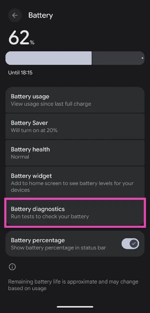 Step 2: Tap on Battery diagnostics.