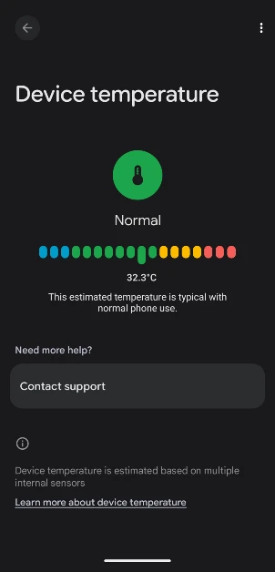 Step 4: Your phone will conduct a diagnostic test and let you know its internal temperature.
