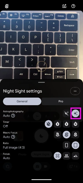 Step 4: Turn on Astrophography mode. How to enable manual Astrophotography Mode in Google Pixel’s camera app