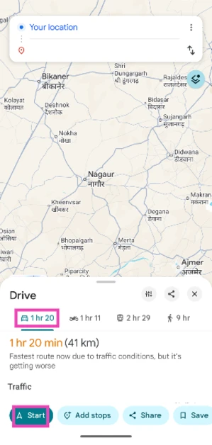 Step 2: Make sure you’re in the car tab. Hit Start.