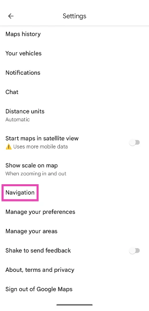 Step 3: Tap on Navigation.