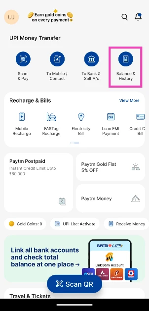 Step 2: Go to Balance & History. Paytm now lets you hide your payments: Here’s how
