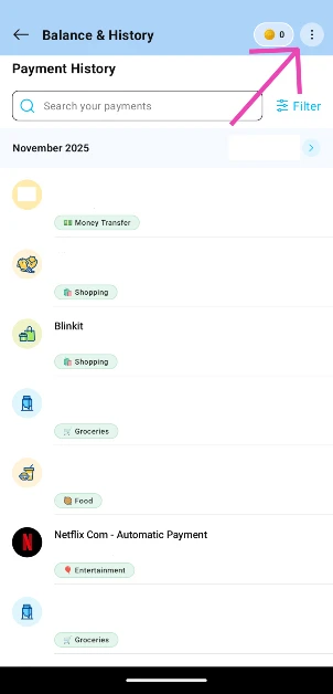 Step 3: Hit the ellipses in the top-right corner of the screen. Paytm now lets you hide your payments: Here’s how