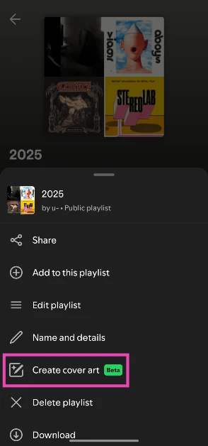 Step 3: Select Create cover art.