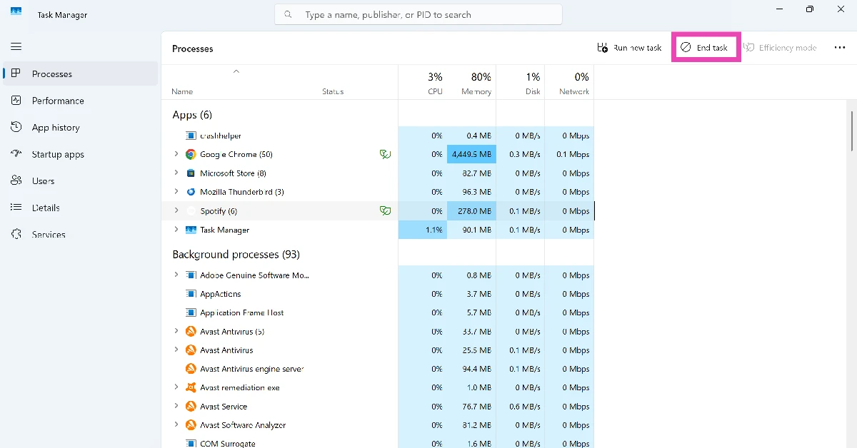 Close all applications