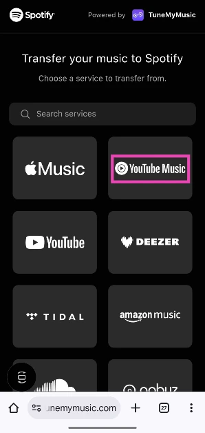 Step 6: Select the streaming platform currently hosting the playlist.