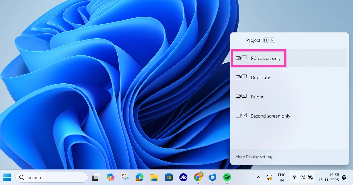 Step 3: Click on PC screen only. How to fix the ‘Black Screen of Death’ in Windows 11: 9 quick ways
