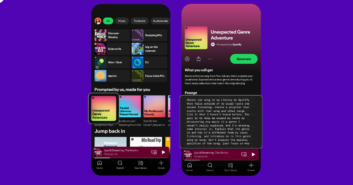 Spotify rolled out Prompted Playlist feature, providing control over Algorithm