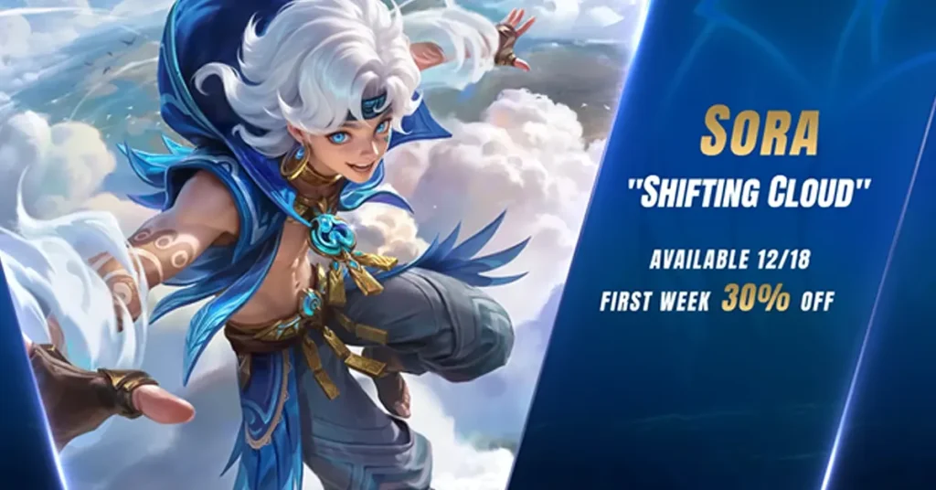 Sora Mobile Legends official hero banner announcing December 18 release and launch promotion