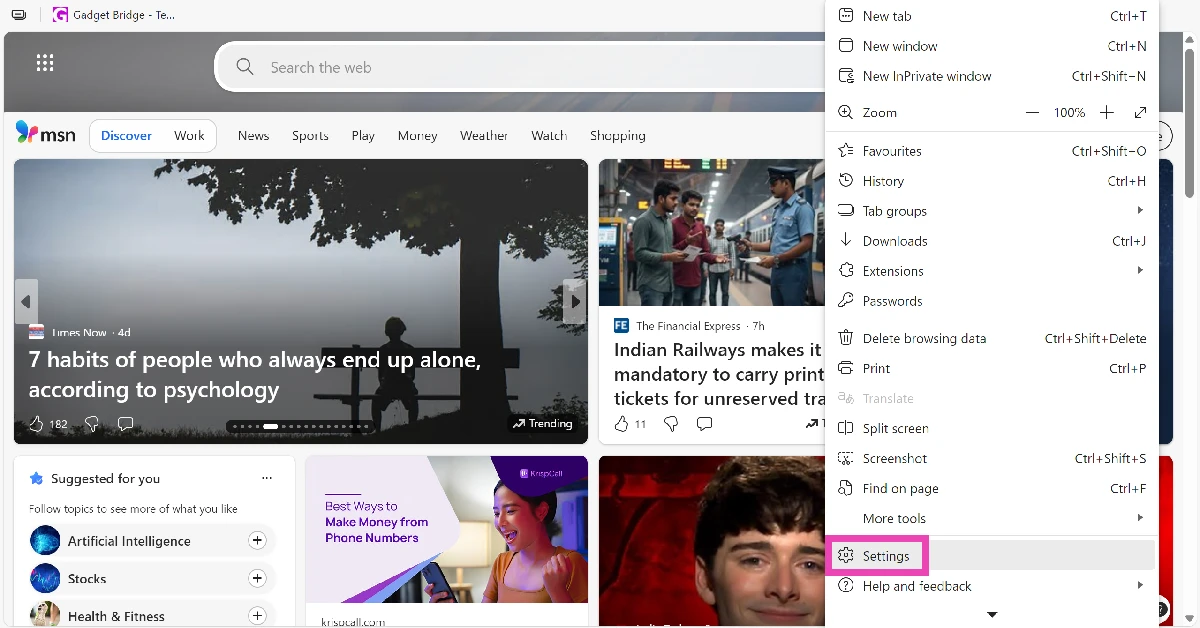 Step 2: Go to Settings.