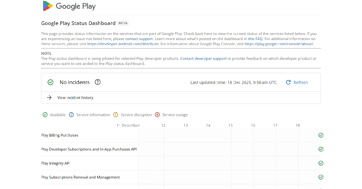 Check if the Google Play Store is down