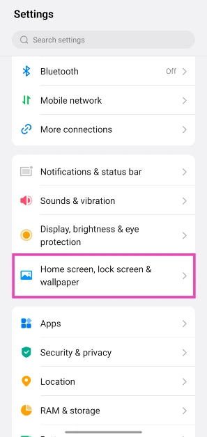 Step 2: Tap on Home screen, lock screen, & wallpaper.