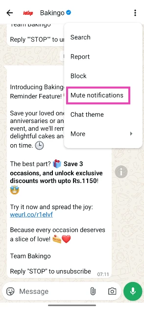 Step 3: Tap on Mute notifications.