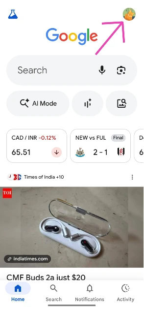 Step 2: Tap your profile picture icon in the top-right corner of the screen.