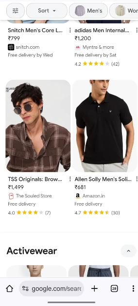 Step 2: Choose a clothing product from the list of available options. Sponsored results do not support this feature.