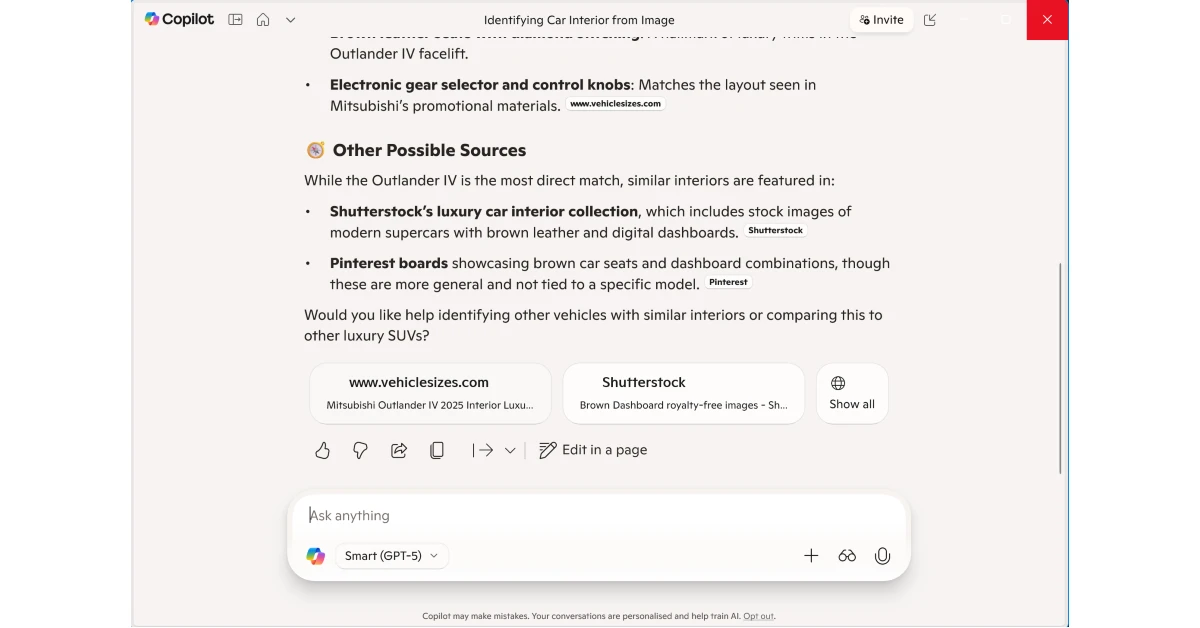 Step 4: Copilot will conduct a search and list possible matches.