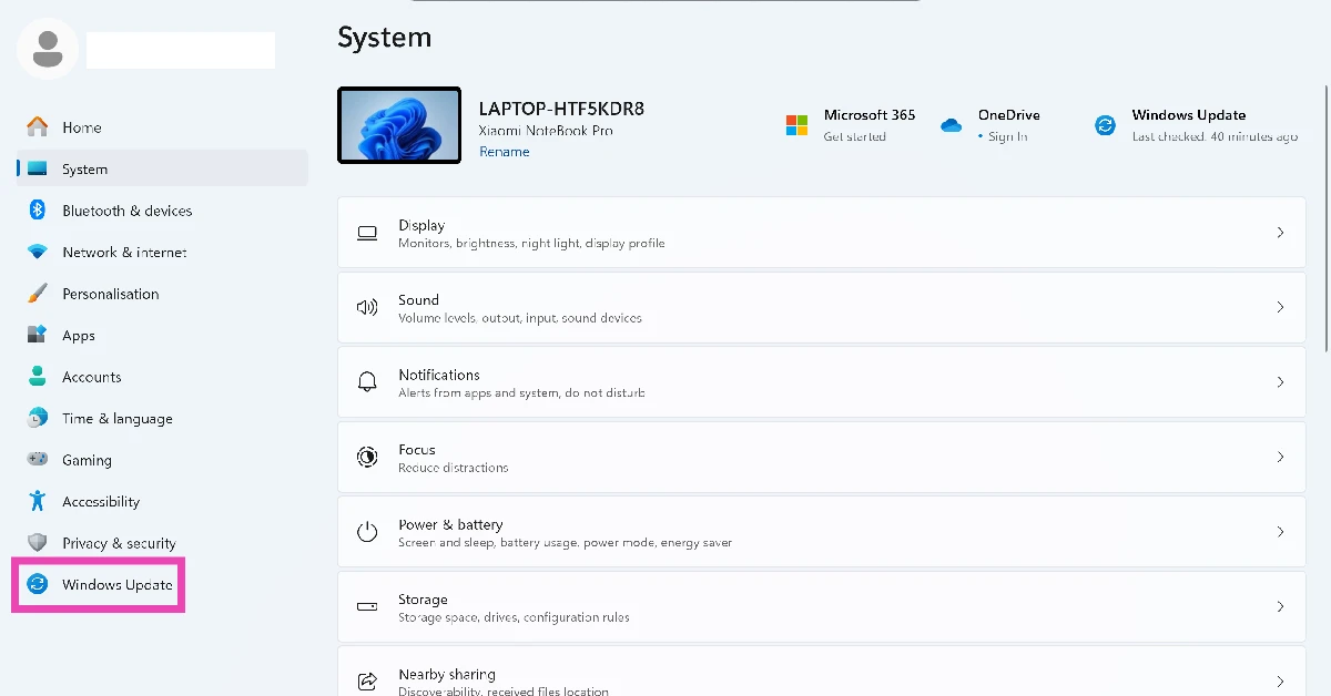 select the option at the bottom of the sidebar