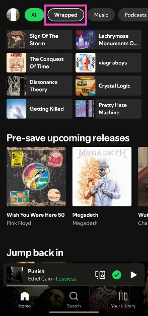 Step 3: If you don’t see the banner, hit the Wrapped button at the top of the home page. Spotify Wrapped 2025 Is Out: Here’s How You Can View Yours