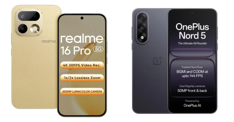 Realme 16 Pro vs OnePlus Nord 5: Specs Compared