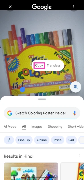 Step 3: Highlight the text in the image that you wish to copy.