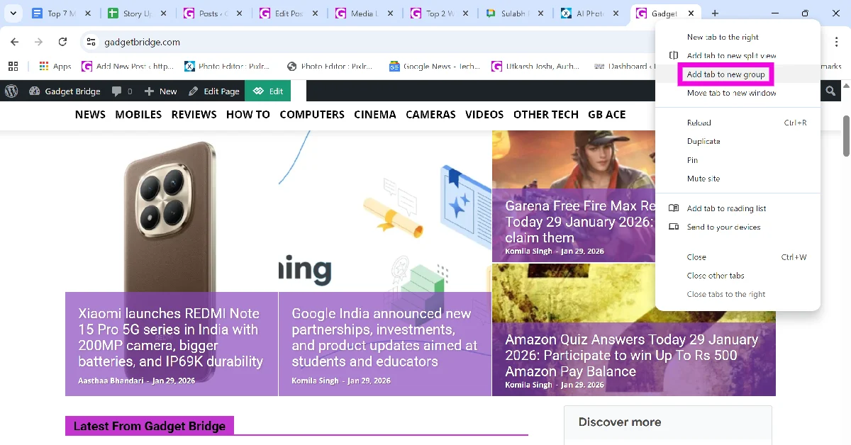 Step 1: Right-click the tab you want to hide and select Add tab to new group.