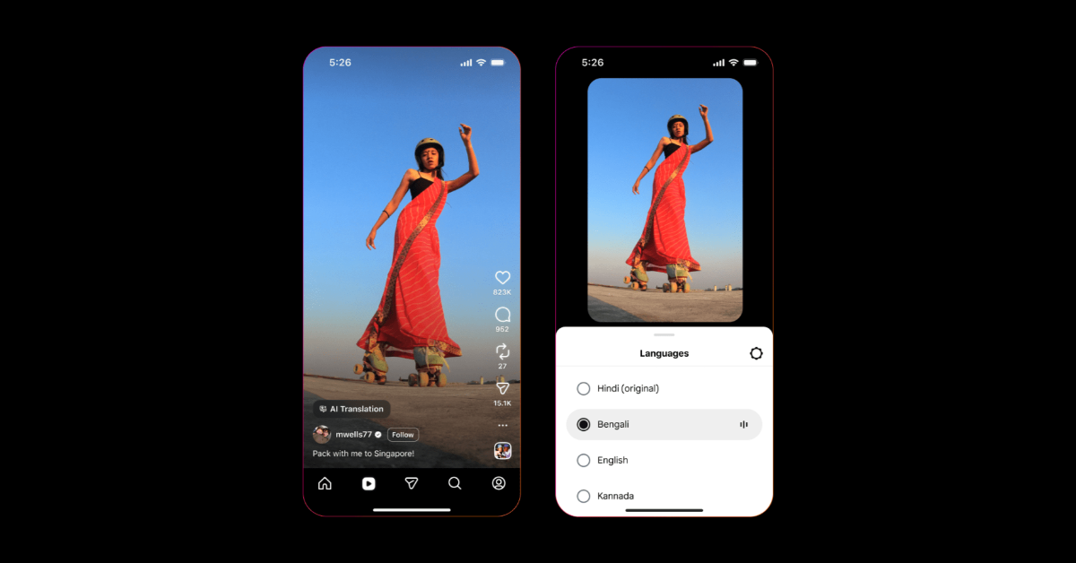 Instagram rolls out voice translation and lip-syncing feature for Reels