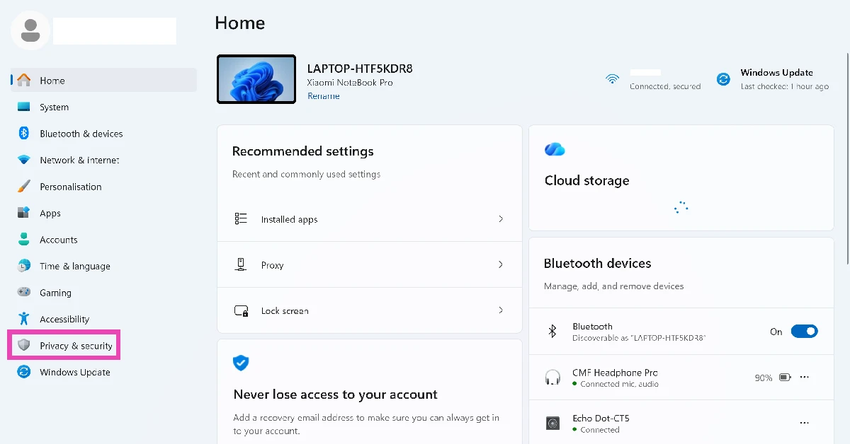 Select Network & internet from the sidebar.