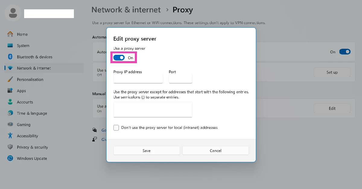 Turn off the toggle switch.