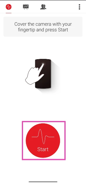 Gently press your finger on the main camera and hit Start.