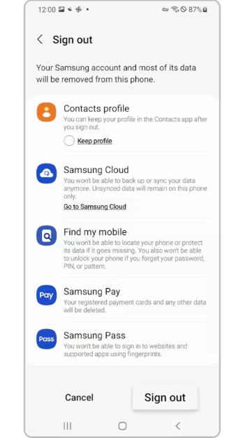 Step 4: Hit Sign out.