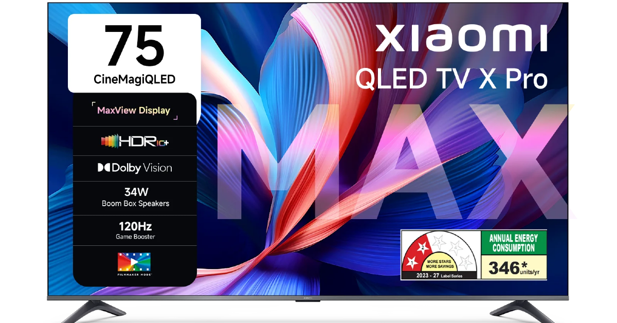 Xiaomi has unveiled the QLED TV X Pro 75 in India, which sports a 75-inch 4K display. It supports Dolby Vision, HDR10+, and Filmmaker Mode. The TV has DLG 120Hz compatibility and MEMC technology to improve motion clarity, as well as a 34W speaker system with Dolby Audio. It has a quad-core A55 processor and 32GB of internal storage, as well as Auto Low Latency Mode for an enhanced gaming experience.