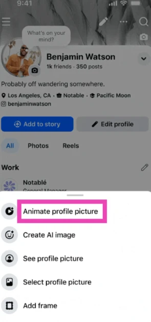 Select Animate profile picture.