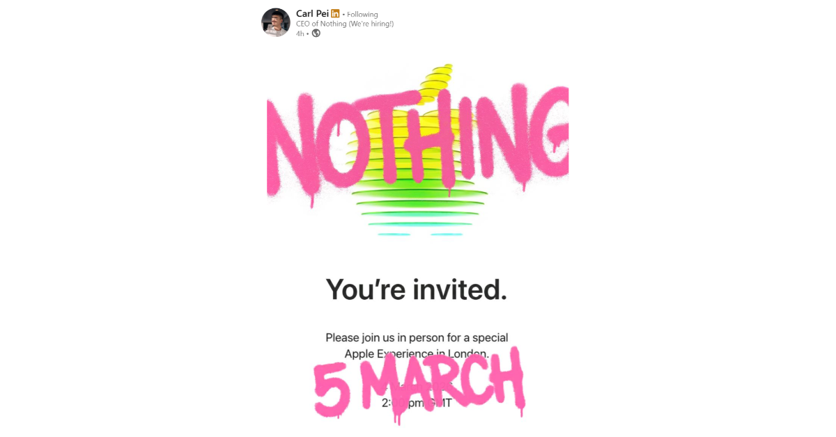 Nothing to host a launch event on March 5; mocks Apple's special invite with graffiti